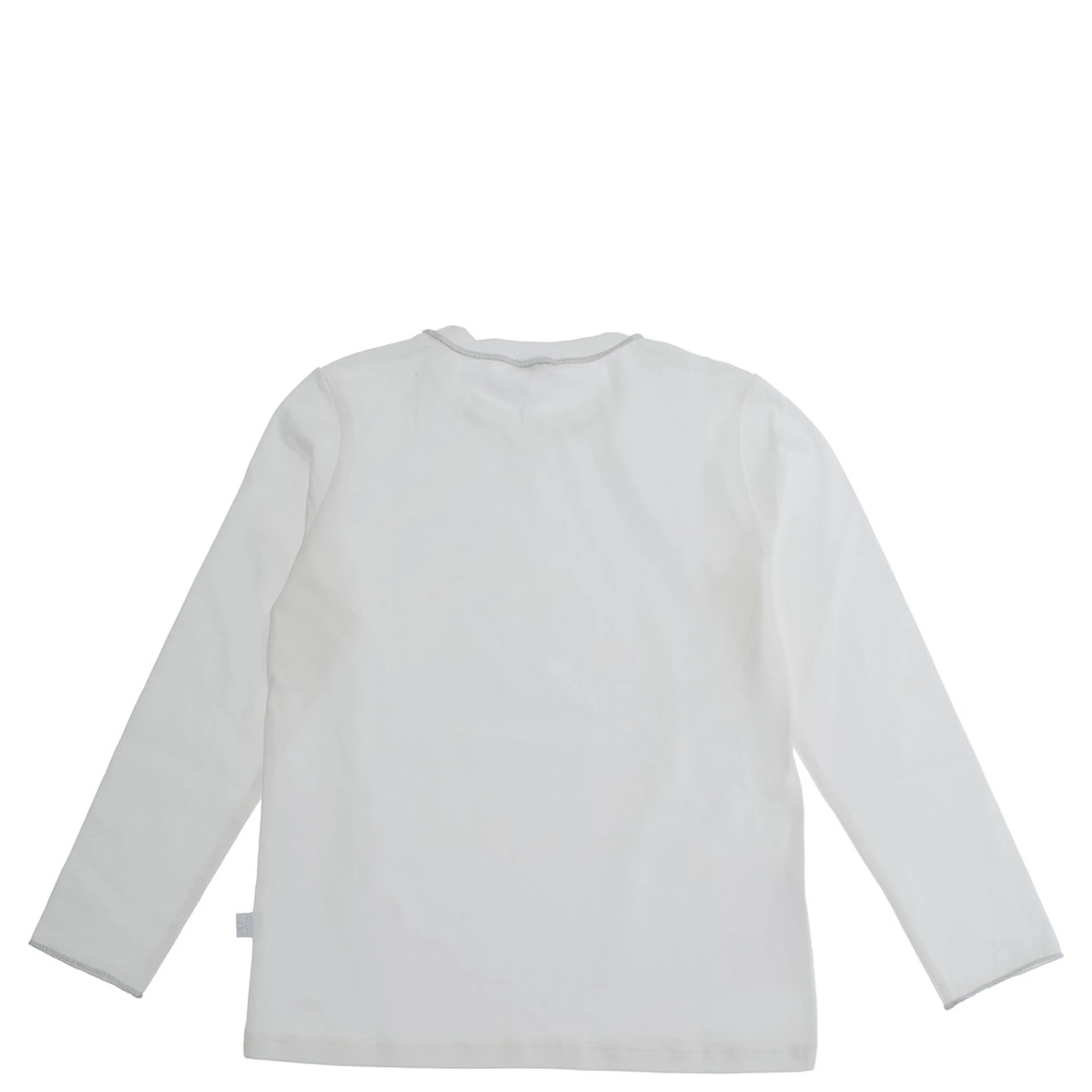 White Crewneck Long-Sleeve T-Shirt with Straight hem in Cotton Girl
