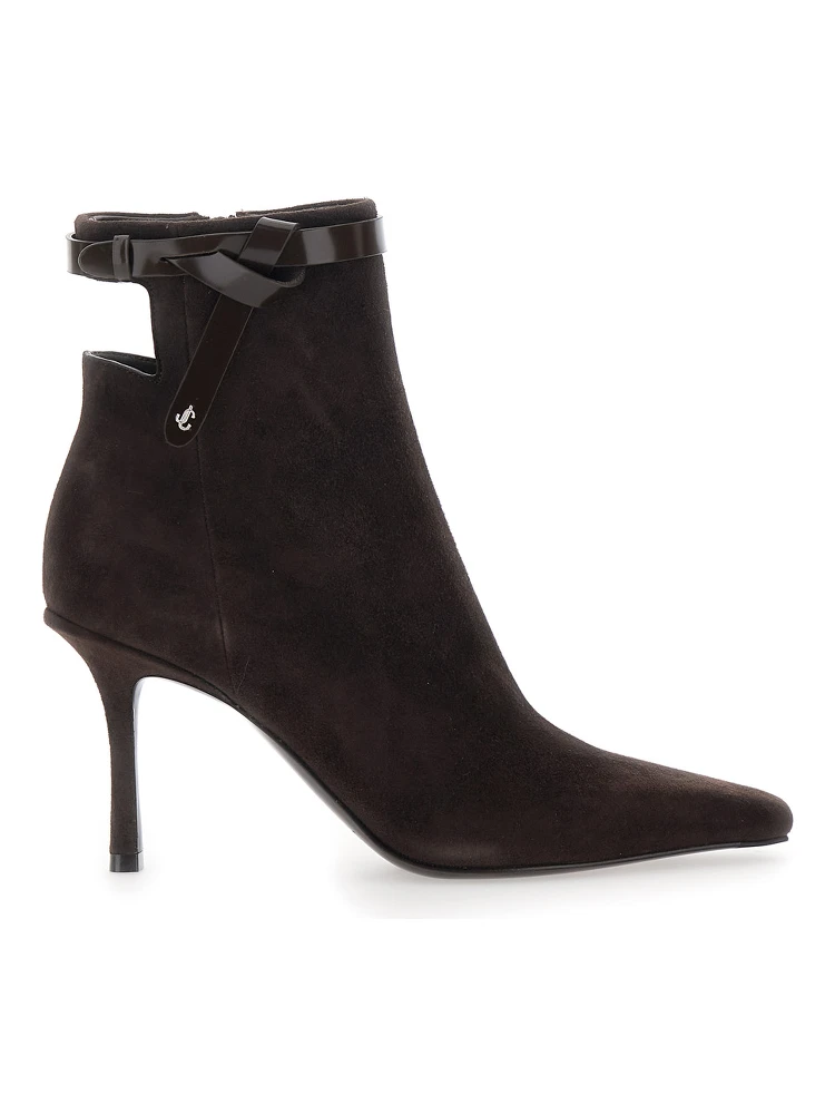 Camie Brown Ankle Boots with Knot Detail in Suede Woman