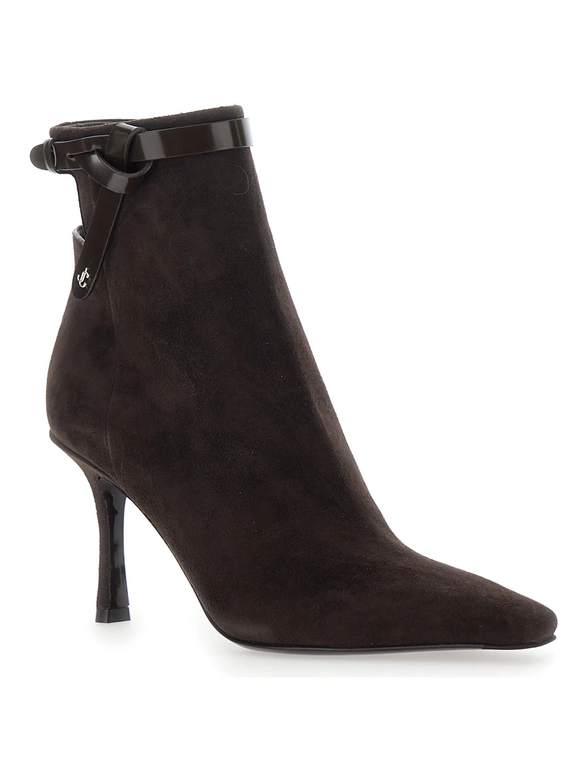 Camie Brown Ankle Boots with Knot Detail in Suede Woman