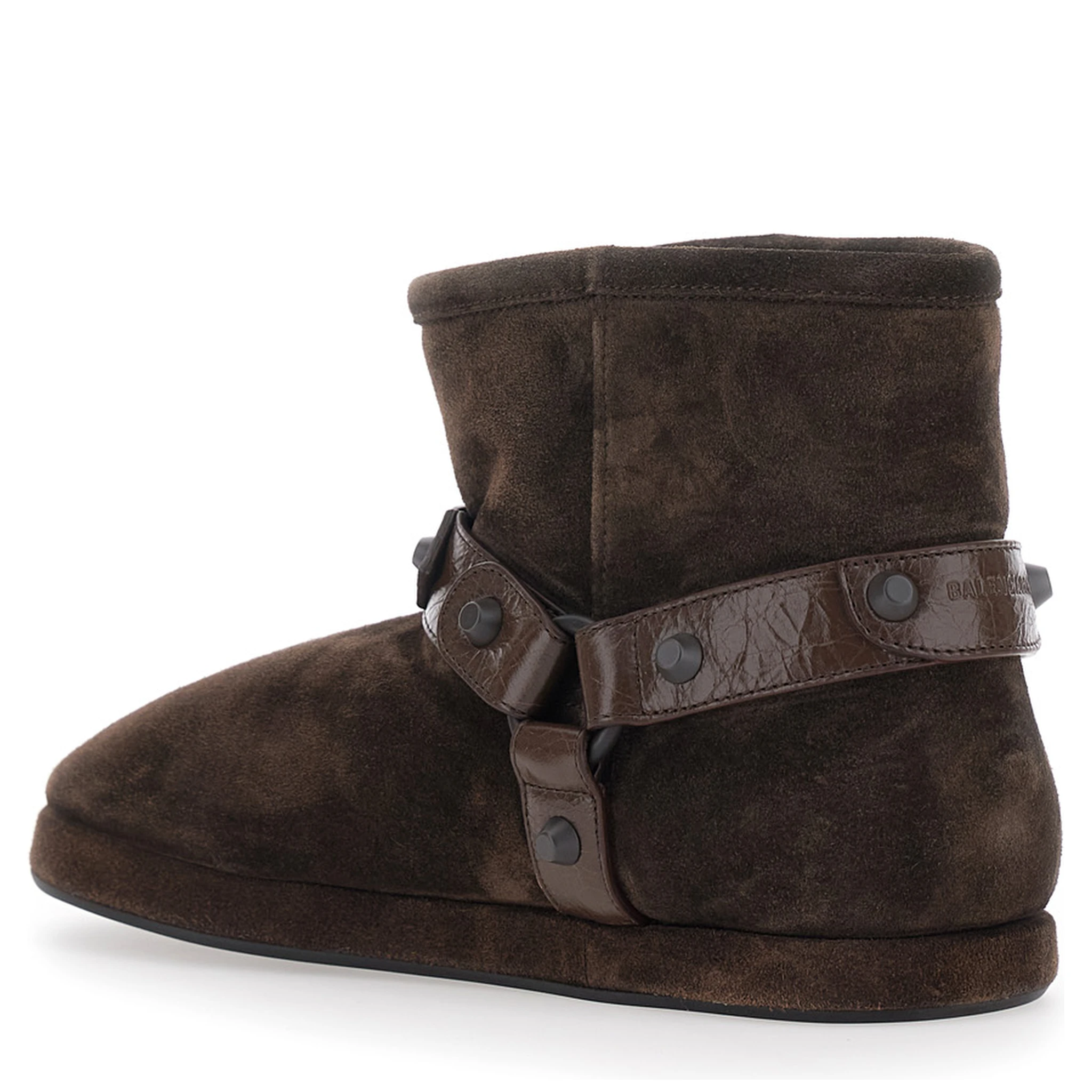 Alaska Brown Ankle Boots with Leather Belt and Logo Lettering on the Rear in Suede Woman