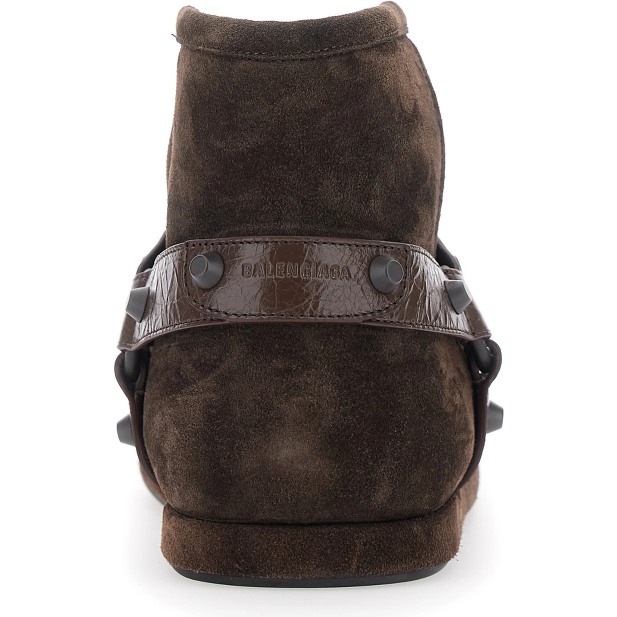 Alaska Brown Ankle Boots with Leather Belt and Logo Lettering on the Rear in Suede Woman