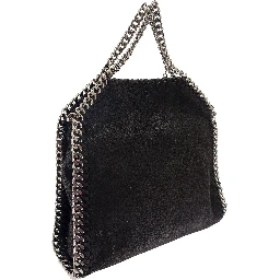 3Chain Mini Black Tote Bag with Logo Engraved on Charm in Vegan Leather Woman