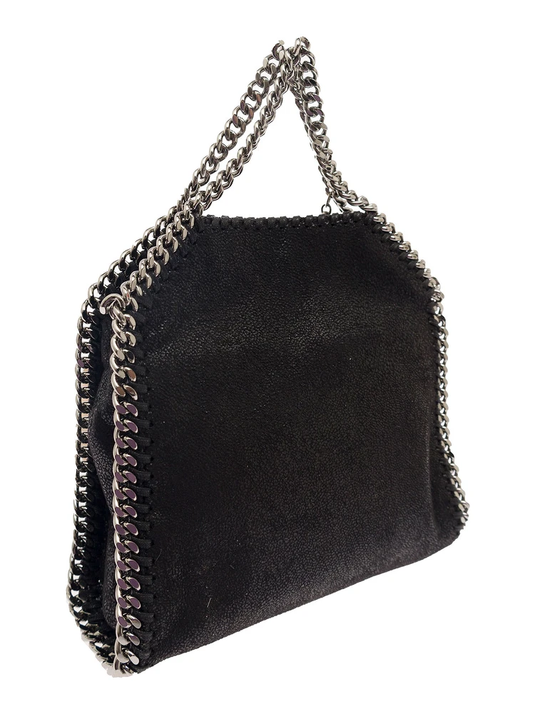 3Chain Mini Black Tote Bag with Logo Engraved on Charm in Vegan Leather Woman alternative