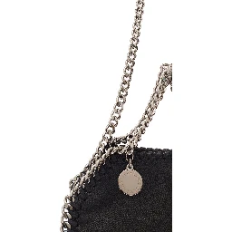 3Chain Mini Black Tote Bag with Logo Engraved on Charm in Vegan Leather Woman