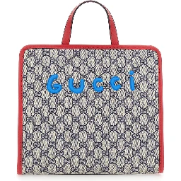 Beige Handbag with All Over GG Motif and Front Print in Fabric Girl