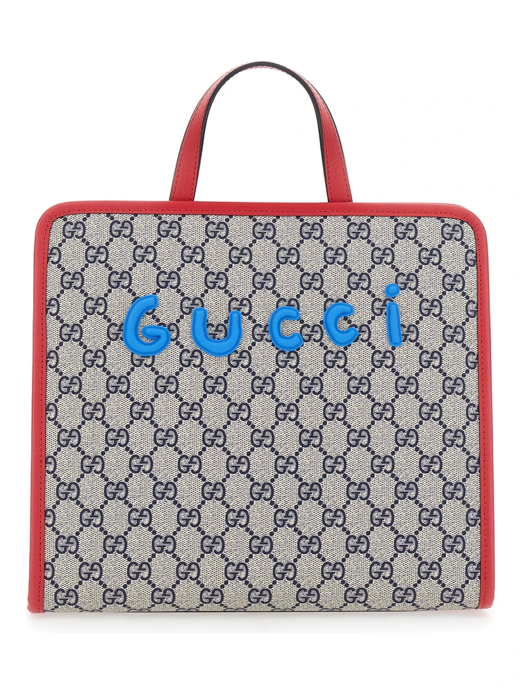 Beige Handbag with All Over GG Motif and Front Print in Fabric Girl alternative