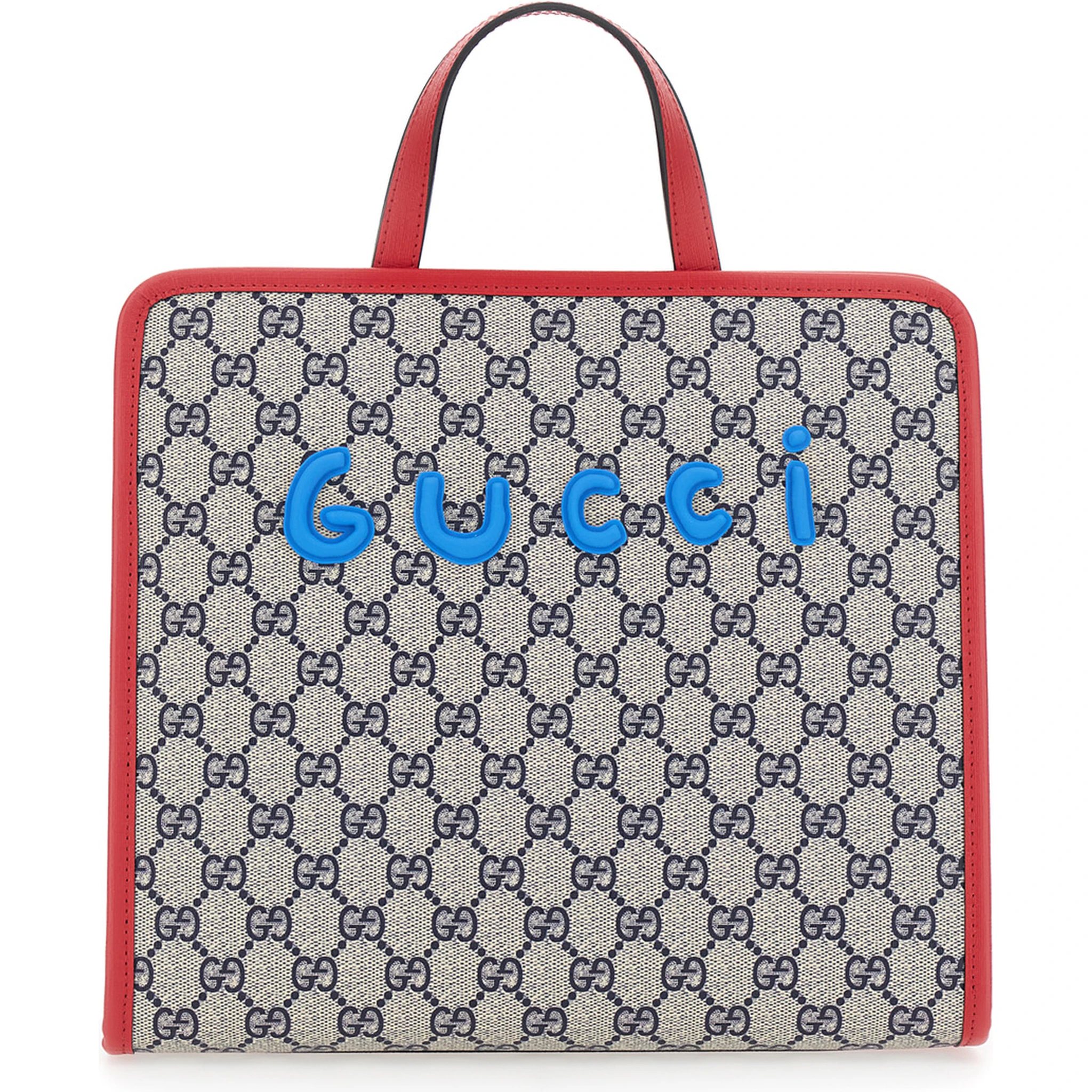 Beige Handbag with All Over GG Motif and Front Print in Fabric Girl