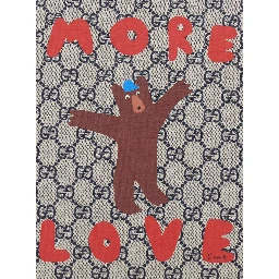 Beige Handbag with All Over GG Motif and Front Print in Fabric Girl