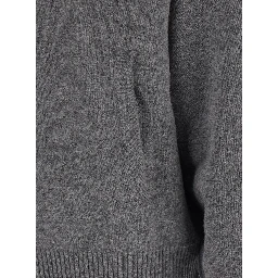 Grey Sweatshirt with Hood and Front Zip Closure in Wool and Cashmere Man