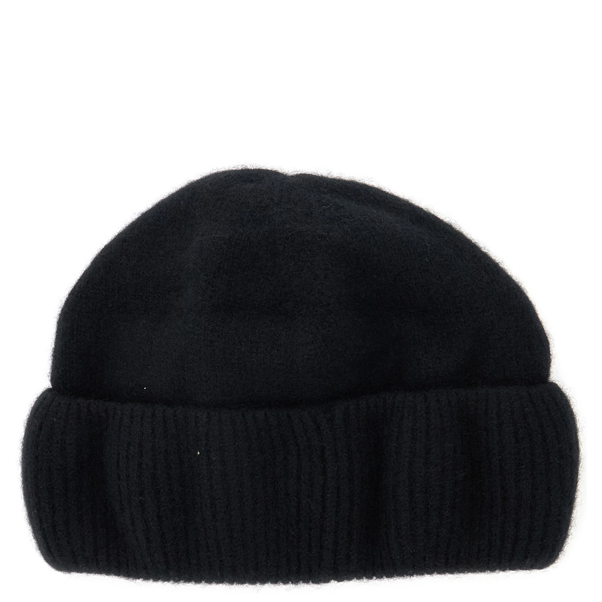 Vivian Black Beanie with Logo Plaque Detail on the Front in Cashmere Woman