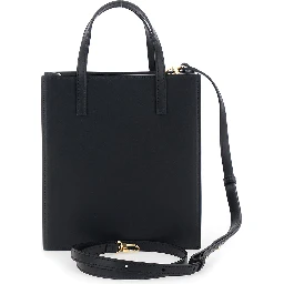 Flap J Black Handbag with One Front Flap Pocket and Adjustable and Removable Shoulder Strap in Leather Woman