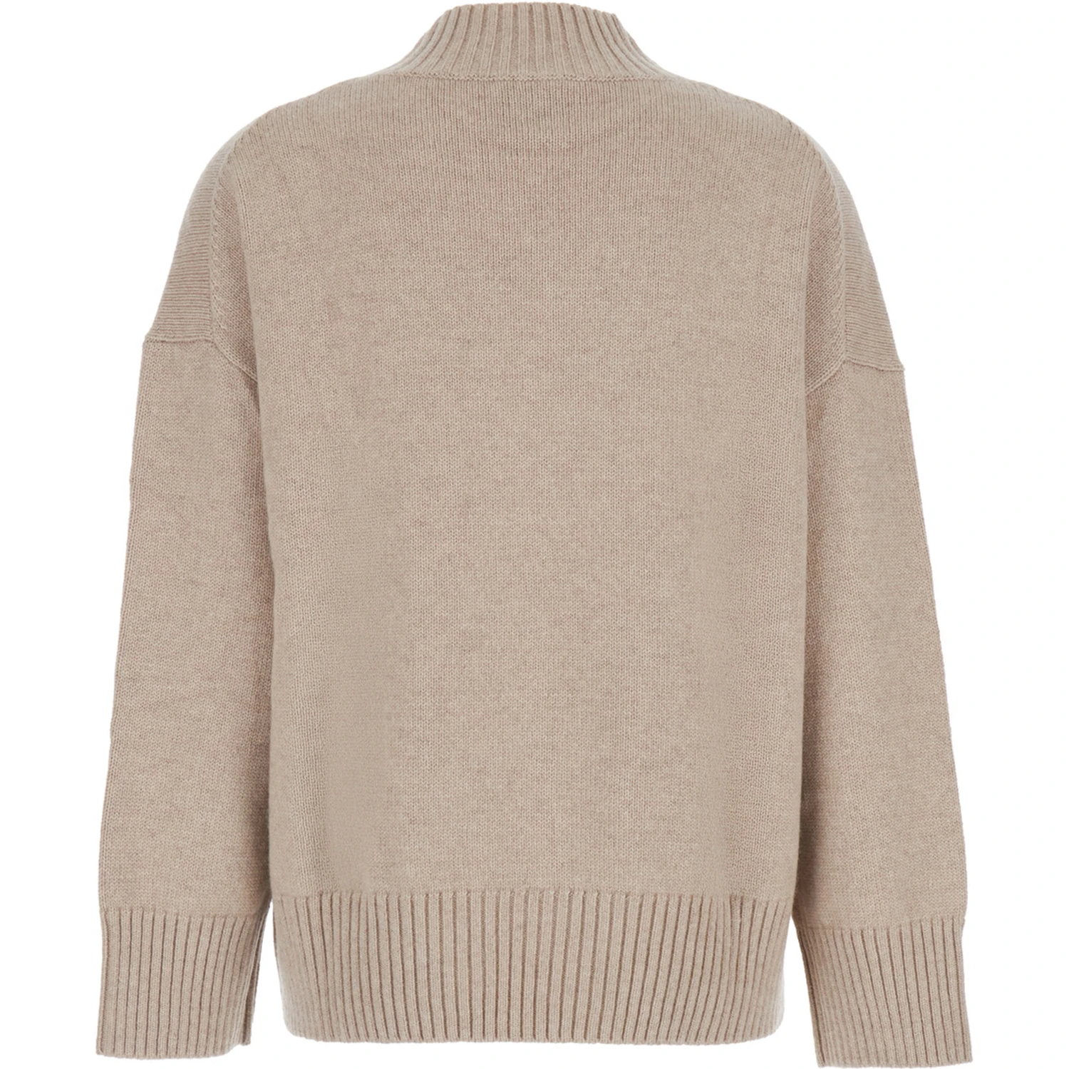 Beige Turtleneck Sweater with Dropped Shoulder in Cashmere Woman