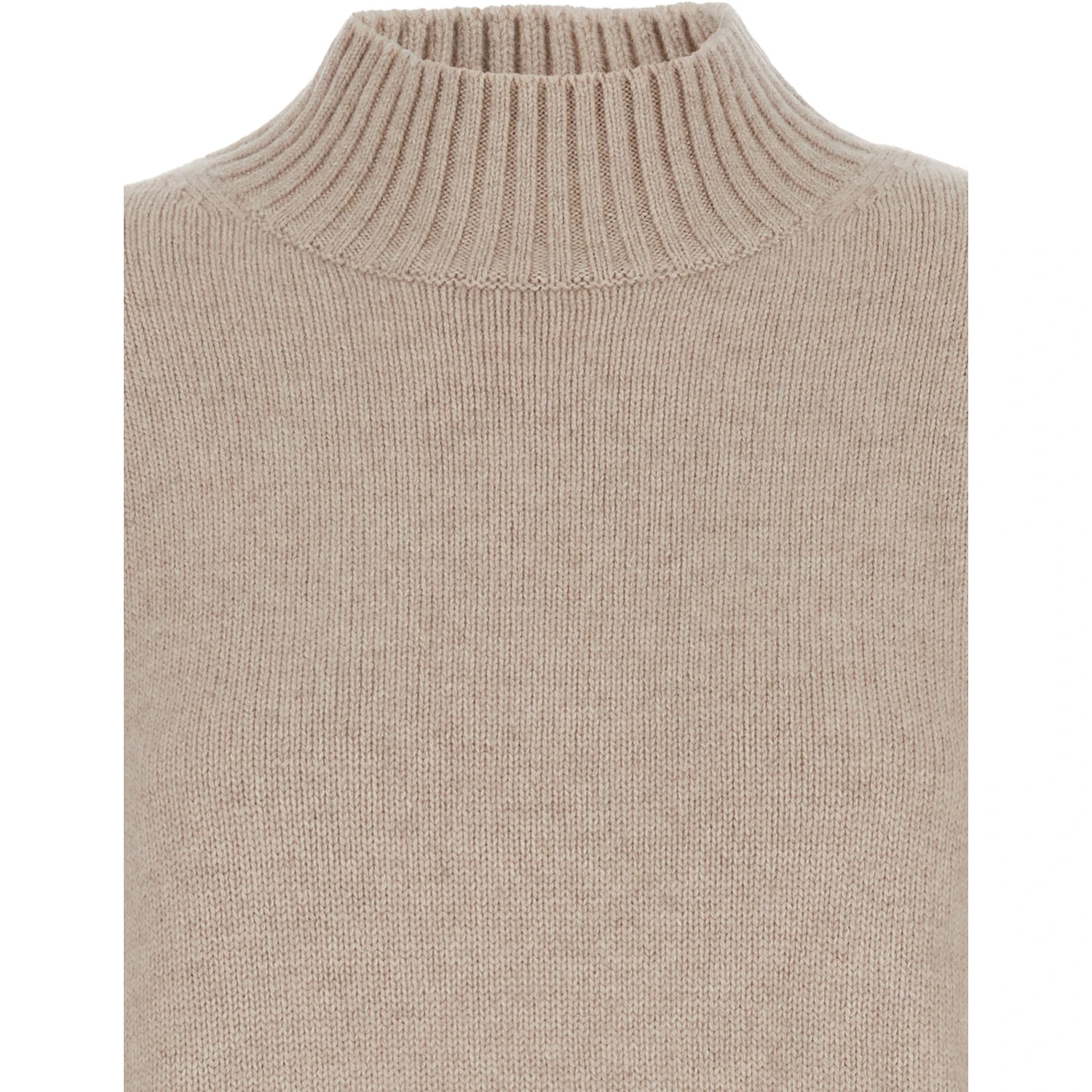 Beige Turtleneck Sweater with Dropped Shoulder in Cashmere Woman