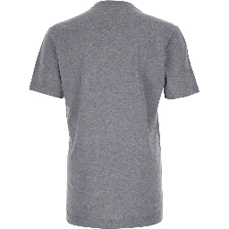 Grey Crewneck T-Shirt with Logo Embroidery on the Front in Cotton Man