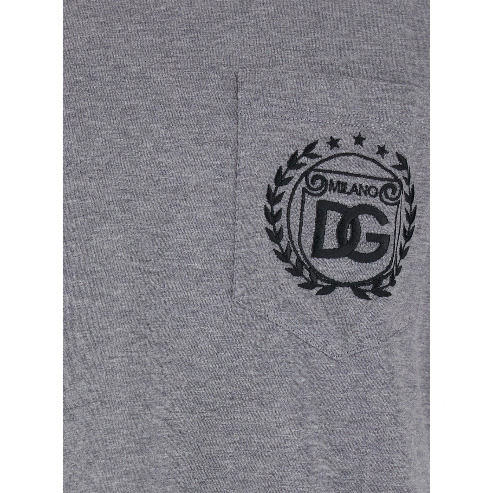 Grey Crewneck T-Shirt with Logo Embroidery on the Front in Cotton Man