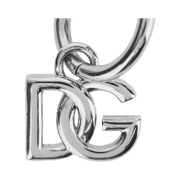 Silver-Colored Earrings with Clip Closure and DG Logo Pendant in Bronze Woman