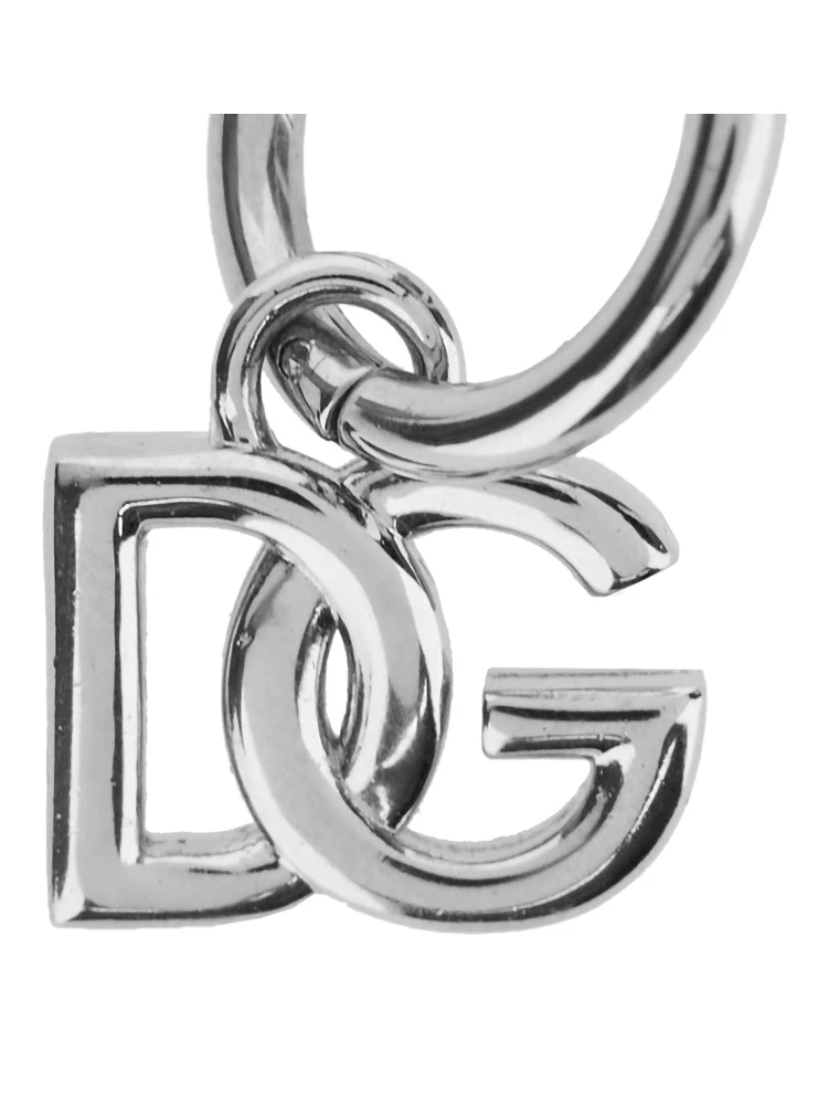 Silver-Colored Earrings with Clip Closure and DG Logo Pendant in Bronze Woman alternative
