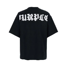 Black Crewneck T-Shirt with Logo on Front and Rear in Cotton Man