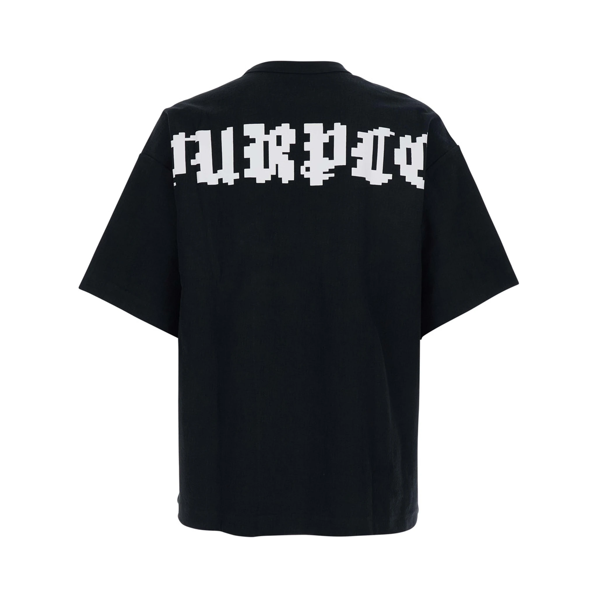 Black Crewneck T-Shirt with Logo on Front and Rear in Cotton Man