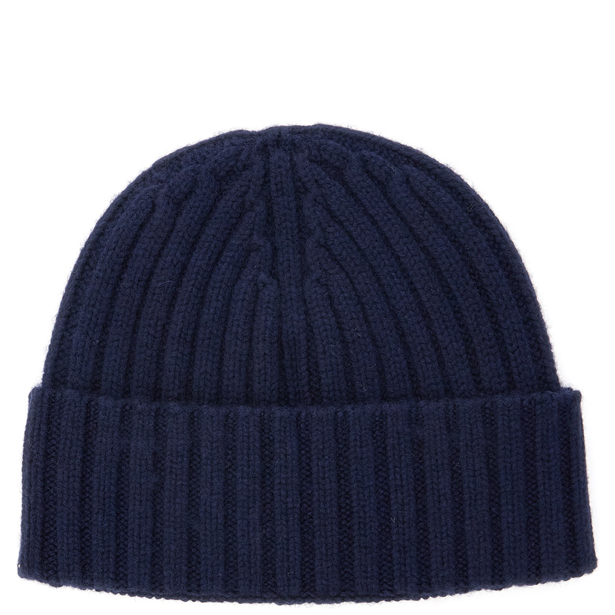 Blue Ribbed Beanie with Embroidered Logo on the Front in Wool Boy
