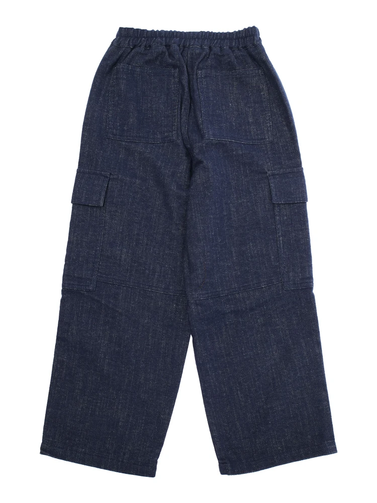 Blue Pants with Elastic Waist and Logo Patch on the Front in Cotton Blend Boy alternative