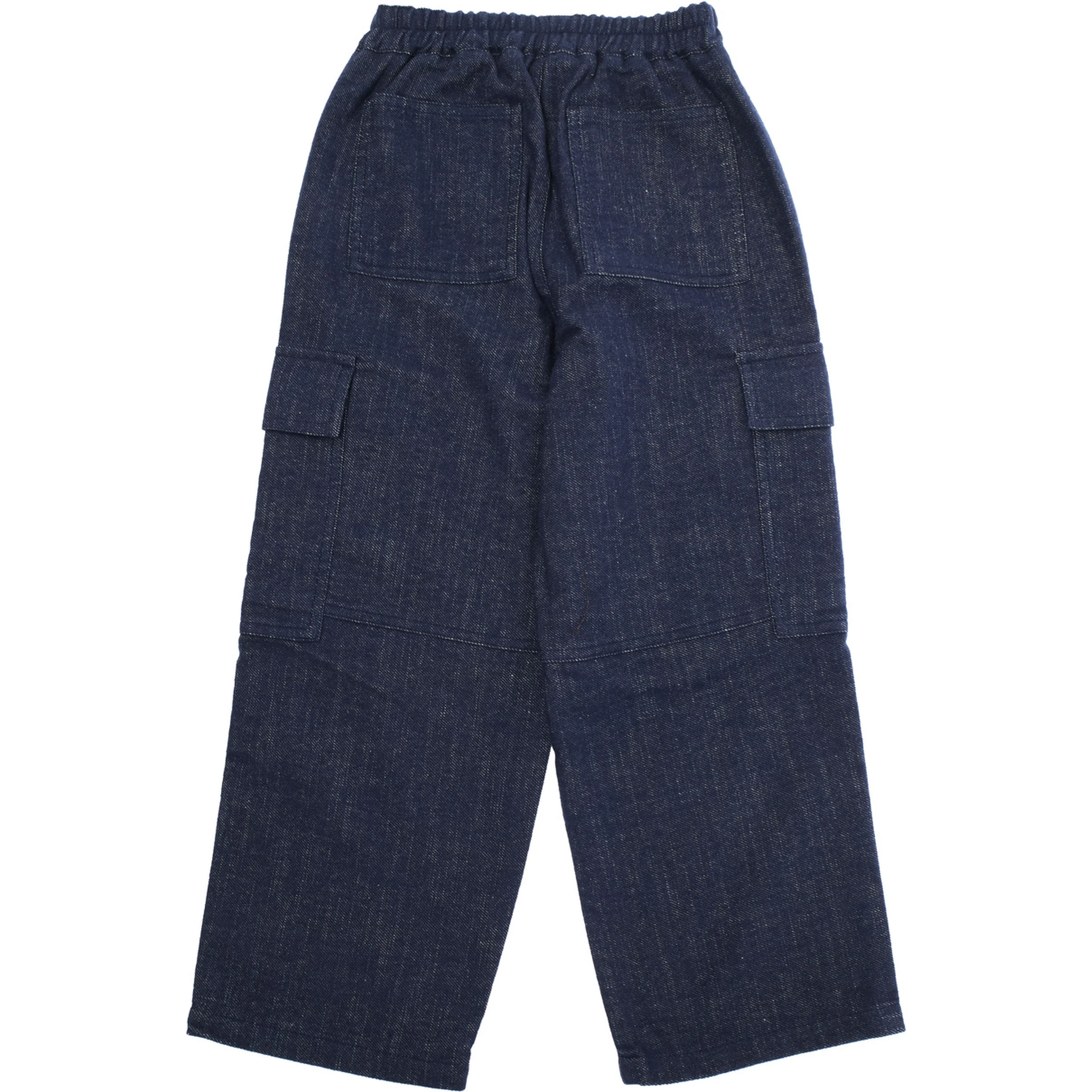 Blue Pants with Elastic Waist and Logo Patch on the Front in Cotton Blend Boy