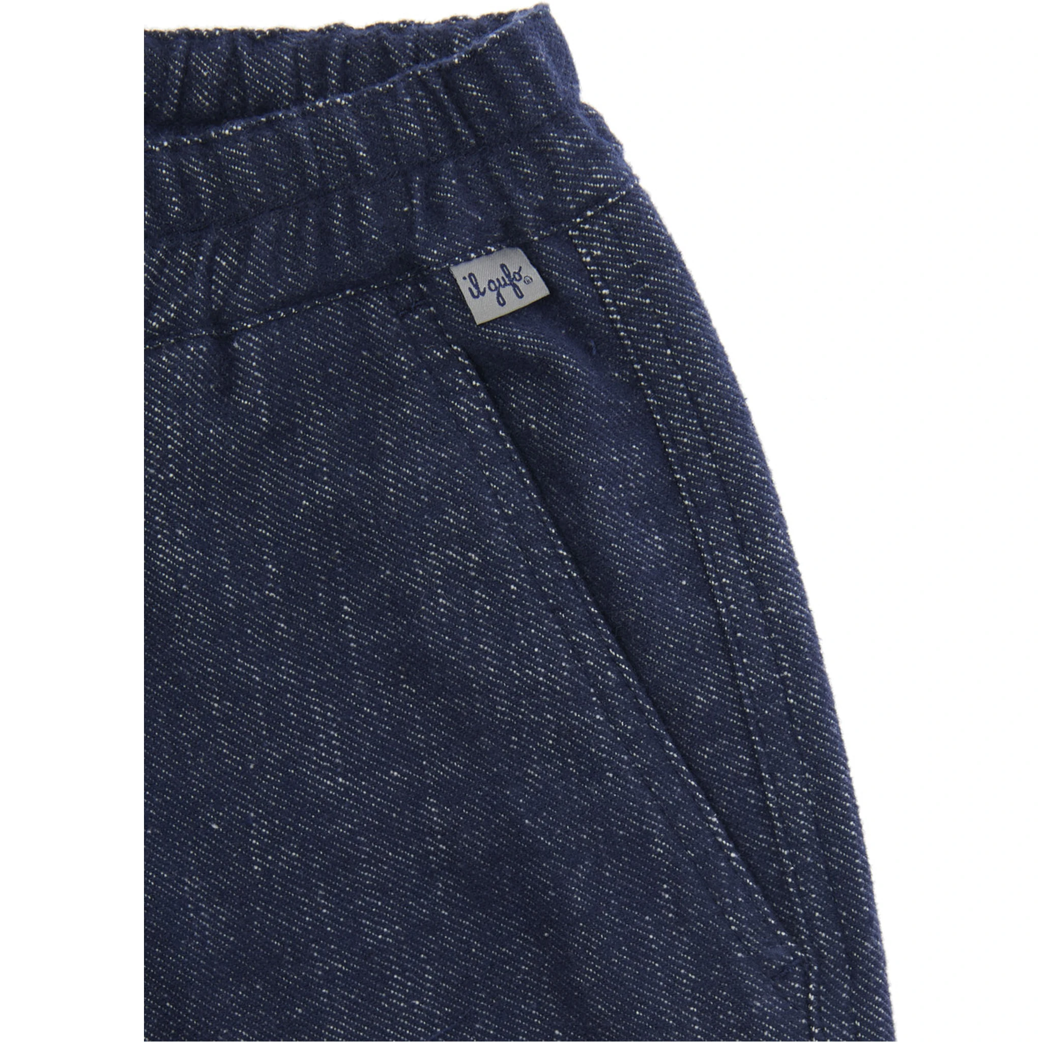 Blue Pants with Elastic Waist and Logo Patch on the Front in Cotton Blend Boy