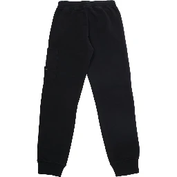 Black Pants with Elastic Waist and Logo Patch on the Side in Cotton Boy