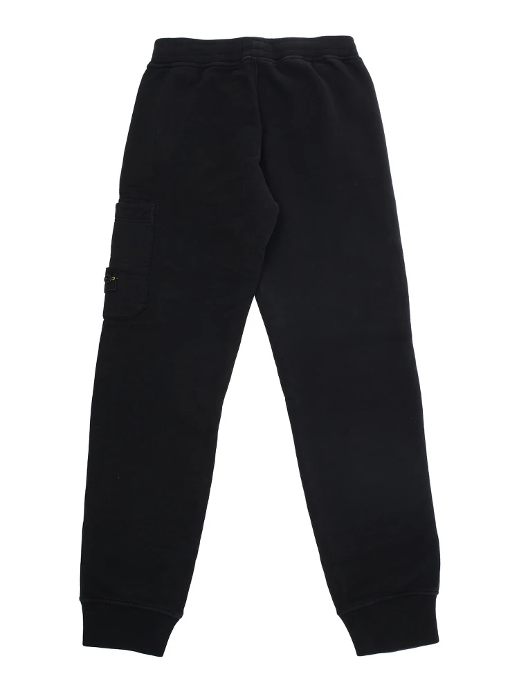 Black Pants with Elastic Waist and Logo Patch on the Side in Cotton Boy alternative