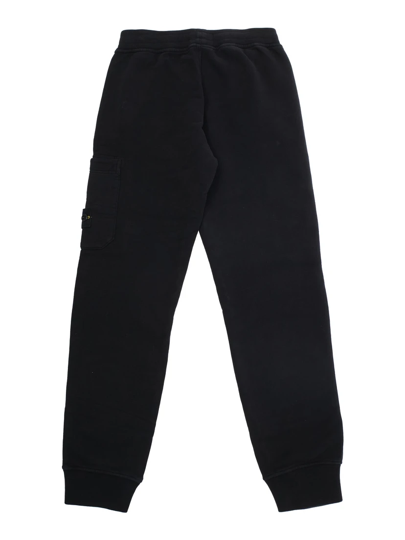 Black Pants with Elastic Waist and Logo Patch on the Side in Cotton Boy