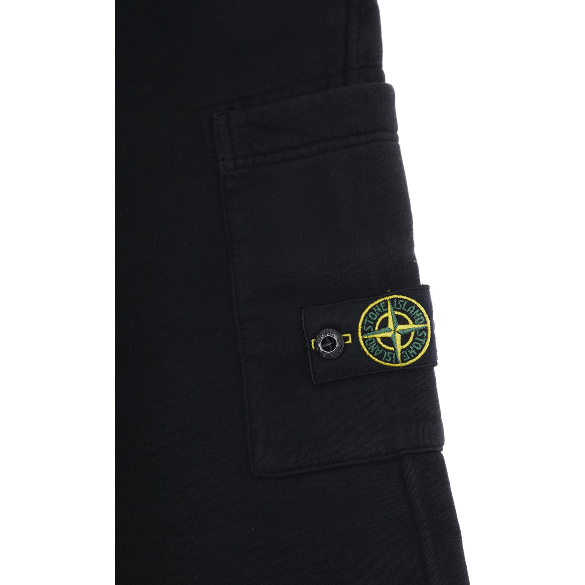 Black Pants with Elastic Waist and Logo Patch on the Side in Cotton Boy