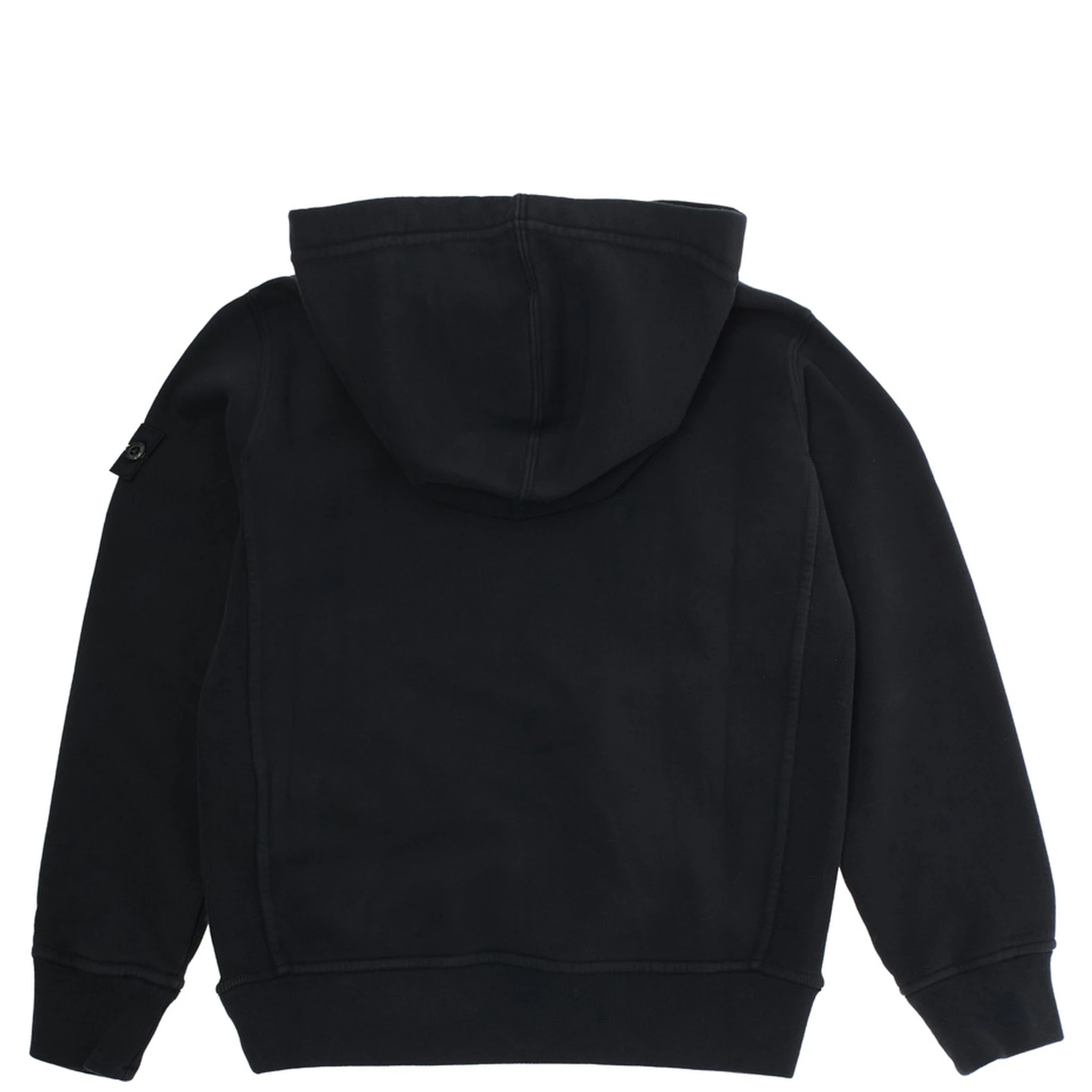 Black Hoodie with Fixed Hood and Logo Patch on the Sleeve in Cotton Boy