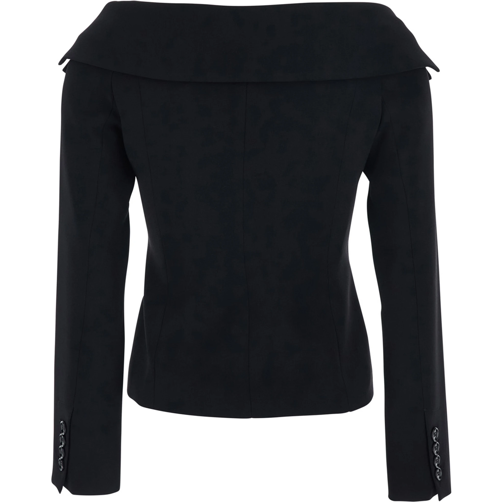 Antonina Black Jacket with Off-Shoulder Neckline in Tech Fabric Woman