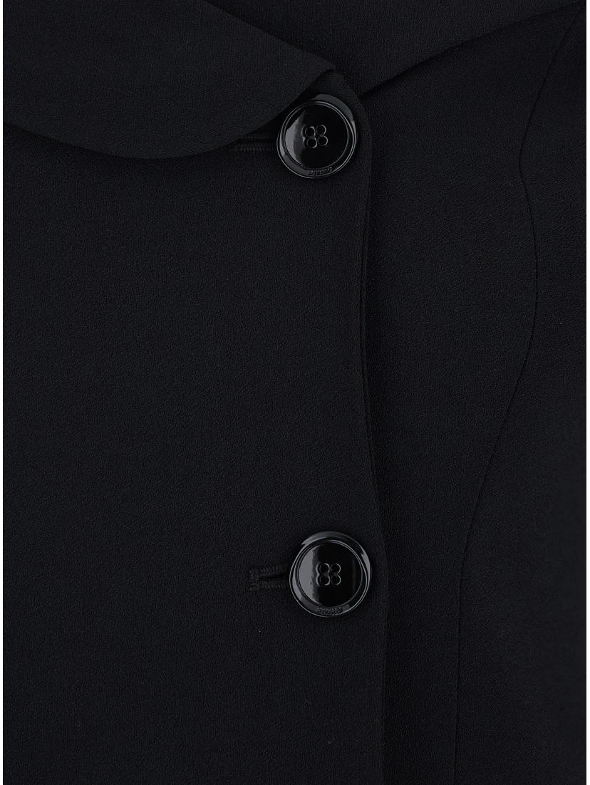 Antonina Black Jacket with Off-Shoulder Neckline in Tech Fabric Woman