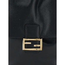 Black Backpack with FF Plaque Closure on the Front in Patent Leather Woman