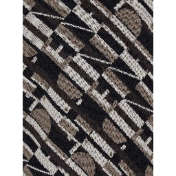 Brown Crewneck Sweater with All-Over Geometric Motif in Wool Man