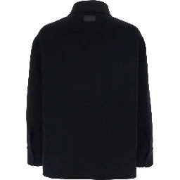 Black Jacket with FF Embroidery on the Front and Logo Patch on the Rear in Wool Man