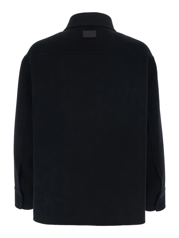 Black Jacket with FF Embroidery on the Front and Logo Patch on the Rear in Wool Man alternative