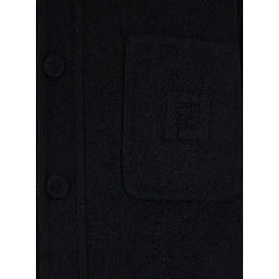 Black Jacket with FF Embroidery on the Front and Logo Patch on the Rear in Wool Man