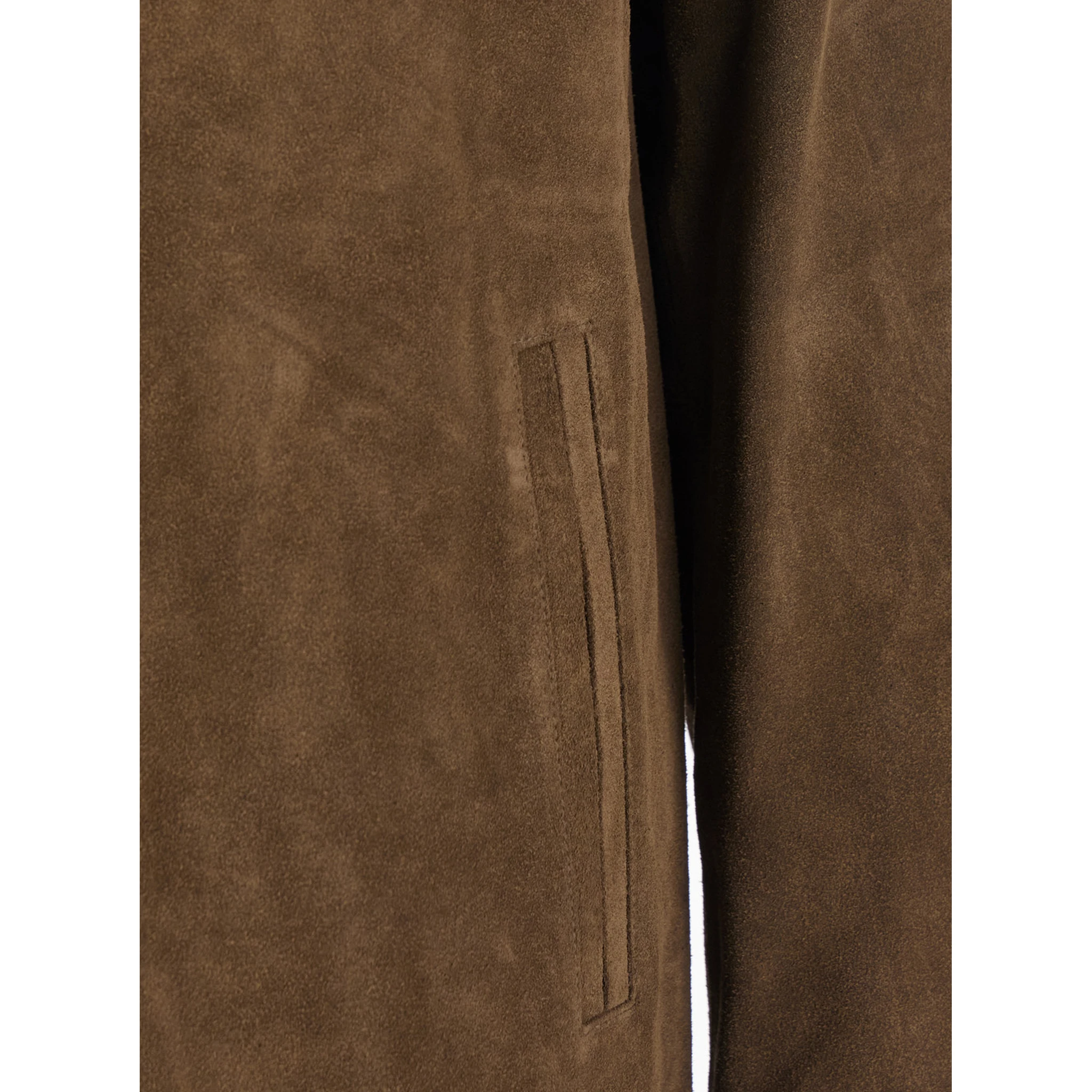 Brown Coat with Classic Collar in Suede Man