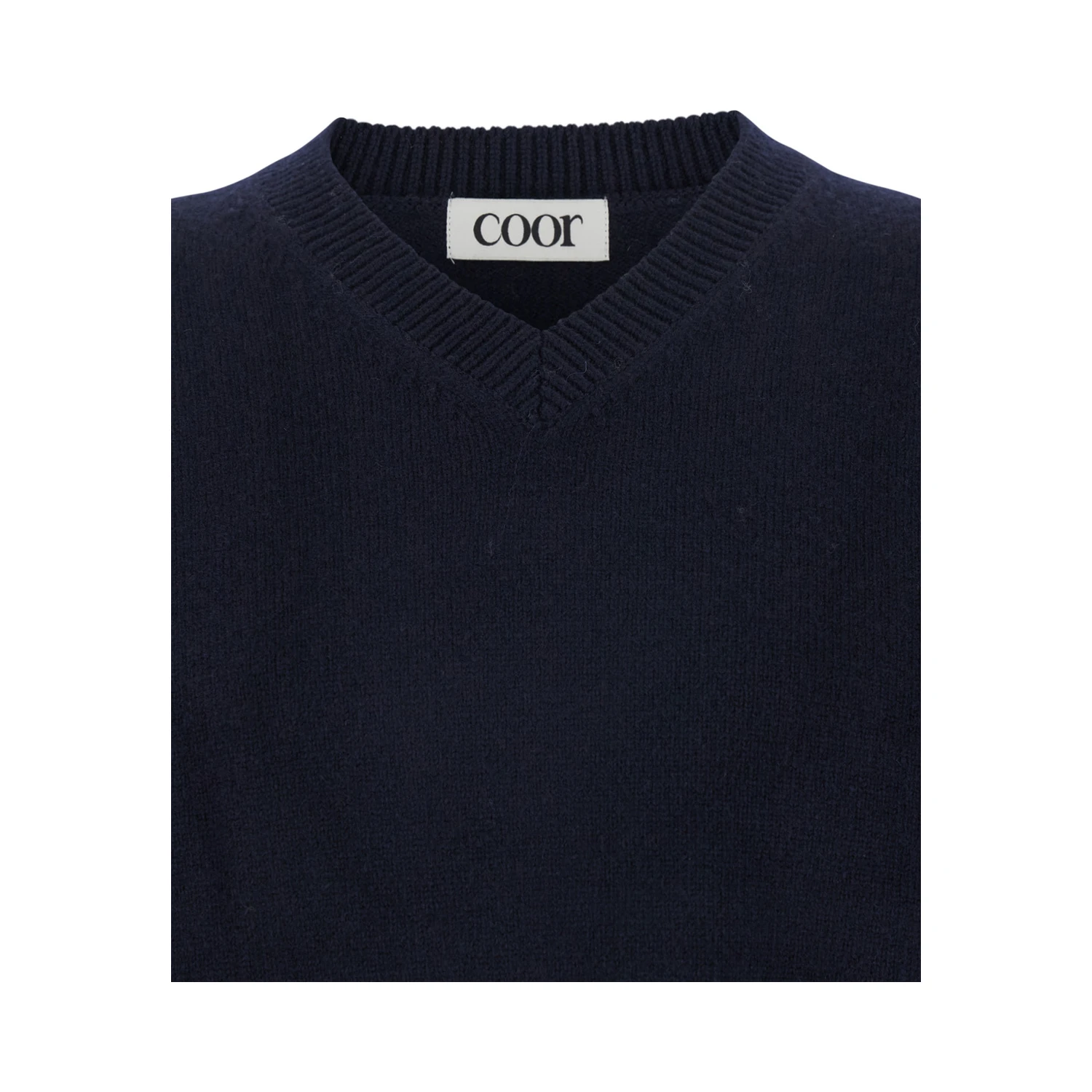 Blue Sweater with V Neck and Ribbed Trims in Wool Man