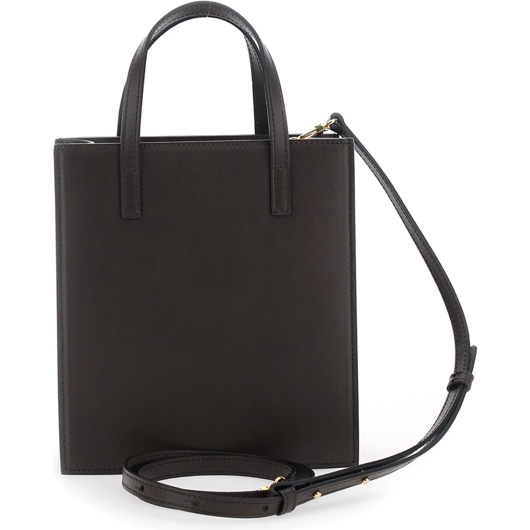 Flap J Brown Handbag with One Front Flap Pocket and Adjustable and Removable Shoulder Strap in Leather Woman