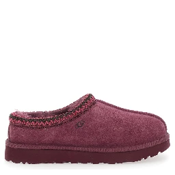 Bordeaux Mules with Almond Toe and Embroidery in Suede Woman