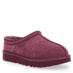 Bordeaux Mules with Almond Toe and Embroidery in Suede Woman