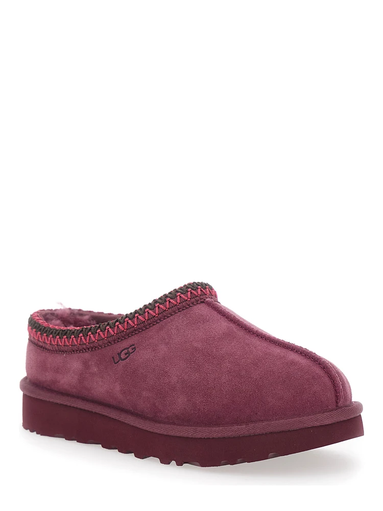 Bordeaux Mules with Almond Toe and Embroidery in Suede Woman alternative