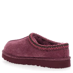 Bordeaux Mules with Almond Toe and Embroidery in Suede Woman