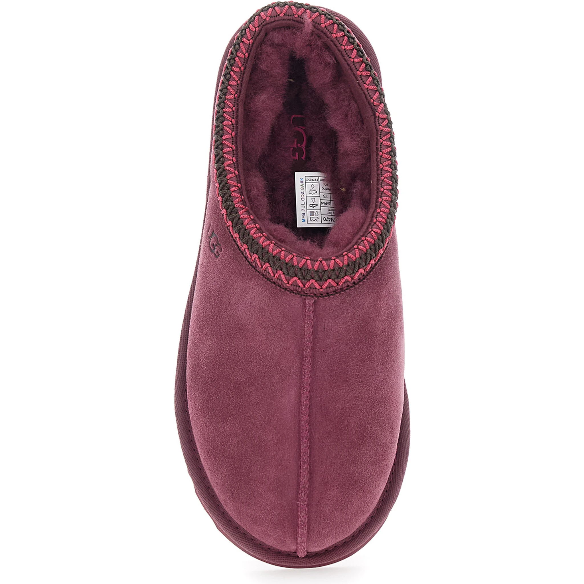 Bordeaux Mules with Almond Toe and Embroidery in Suede Woman