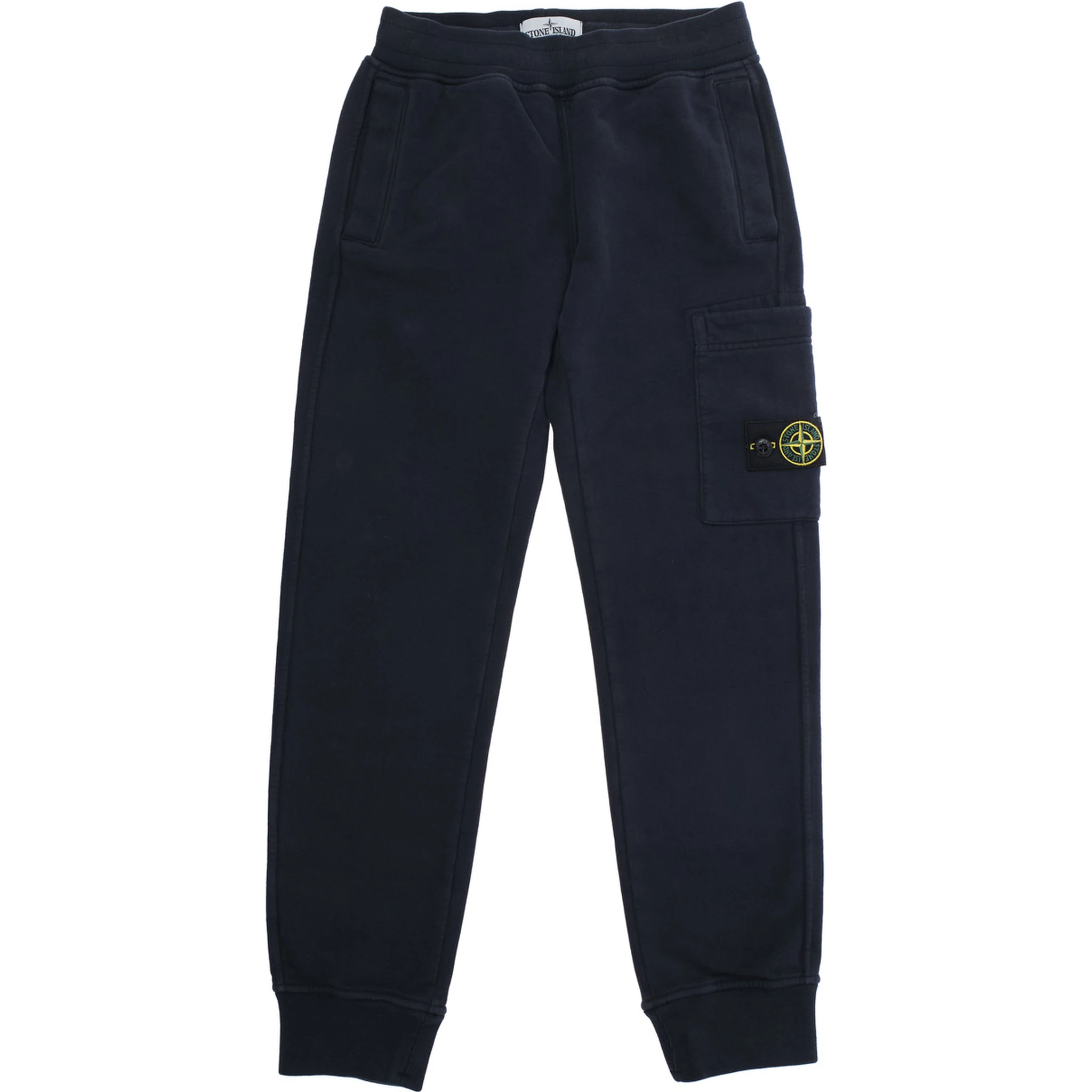 Blue Pants with Elastic Waist and Logo Patch on the Side in Cotton Boy
