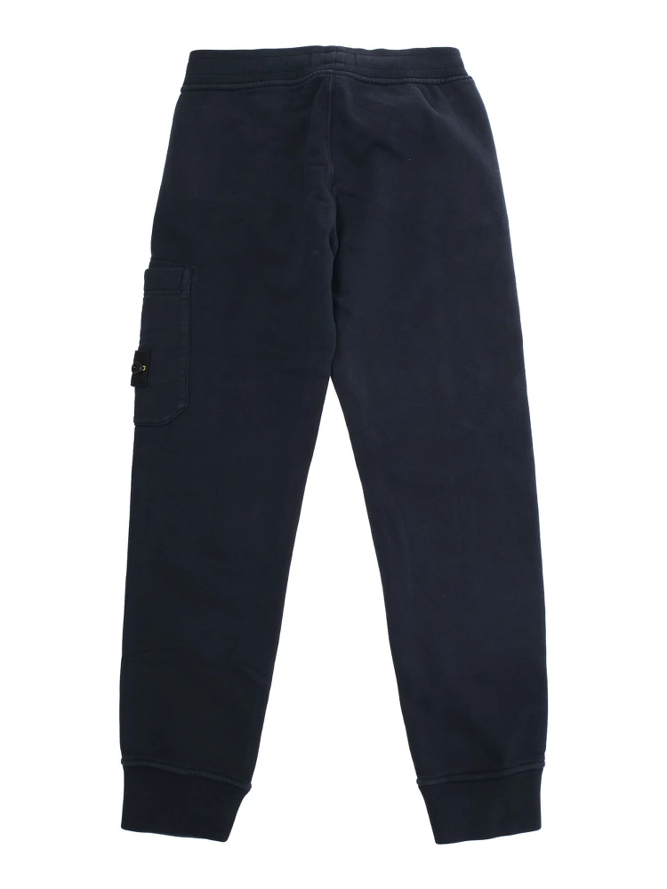 Blue Pants with Elastic Waist and Logo Patch on the Side in Cotton Boy alternative