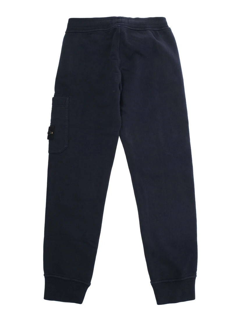Blue Pants with Elastic Waist and Logo Patch on the Side in Cotton Boy